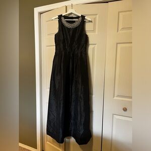 Black Laura Petites Formal Dress with Pearls